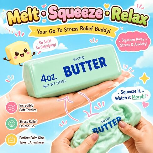 Crunchy Butter Squishy ASMR Bead Filled Slow Rising Squeeze Stress Relief in Kuwait