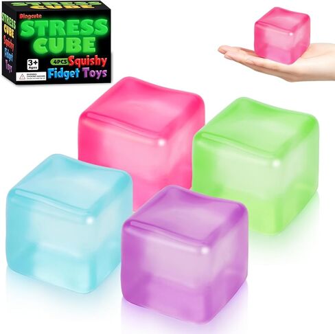 4 Stress Cube Glow in The Dark, Slow Rising Squishy Fidget Toys for Adults in Kuwait
