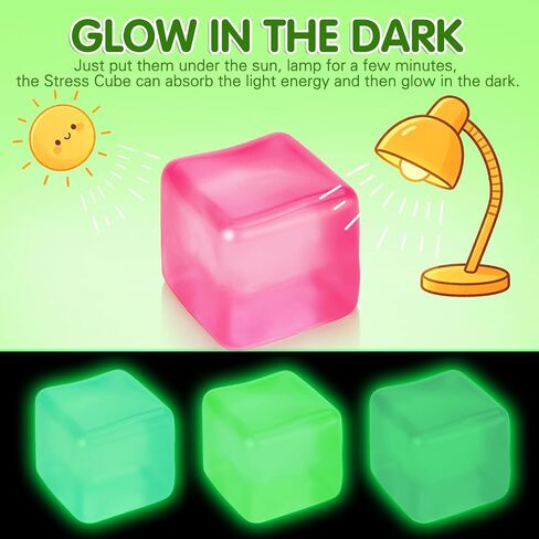 4 Stress Cube Glow in The Dark, Slow Rising Squishy Fidget Toys for Adults in Kuwait