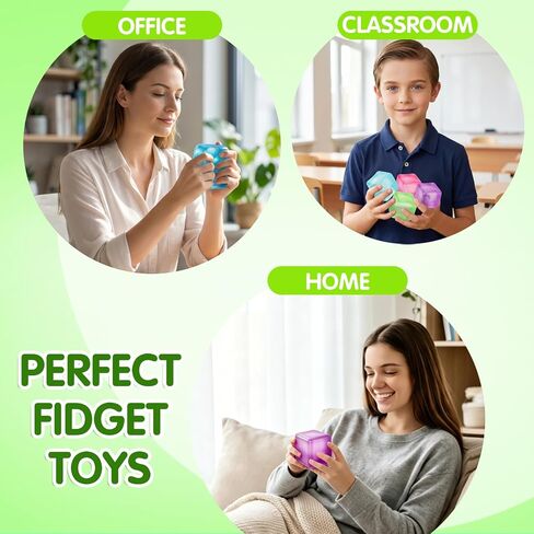 4 Stress Cube Glow in The Dark, Slow Rising Squishy Fidget Toys for Adults in Kuwait