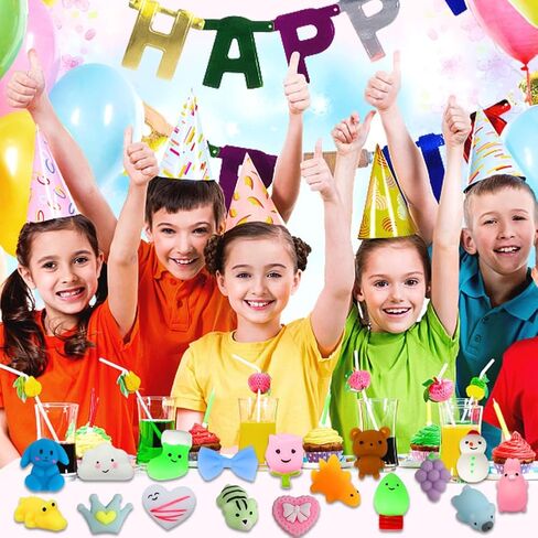 100 Pack Squishies Toys, Tiny Mochi Squishy Fidget Toys Random Bulk Party Favors for Kids 4- 8 8-12 Goodie Bag Pinata Stocking Stuffers Classroom Prizes Treasure Box Egg Fillers Girls in Kuwait
