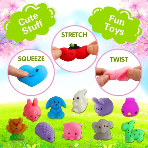 100 Pack Squishies Toys, Tiny Mochi Squishy Fidget Toys Random Bulk Party Favors for Kids 4- 8 8-12 Goodie Bag Pinata Stocking Stuffers Classroom Prizes Treasure Box Egg Fillers Girls in Kuwait