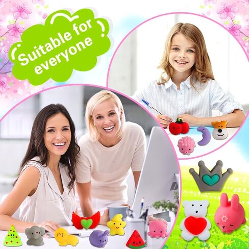 100 Pack Squishies Toys, Tiny Mochi Squishy Fidget Toys Random Bulk Party Favors for Kids 4- 8 8-12 Goodie Bag Pinata Stocking Stuffers Classroom Prizes Treasure Box Egg Fillers Girls in Kuwait