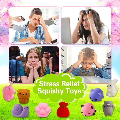 100 Pack Squishies Toys, Tiny Mochi Squishy Fidget Toys Random Bulk Party Favors for Kids 4- 8 8-12 Goodie Bag Pinata Stocking Stuffers Classroom Prizes Treasure Box Egg Fillers Girls in Kuwait