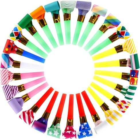 100 PCS Party Horns Blowers, Funny Birthday Blowouts, Party Whistles Noisemakers for Christmas, New Year, Birthday, Parties Favors Supplies in Kuwait