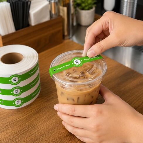 Safe Secure Tamper Evident Seals Stickers for Drink Lids 1"x 9"Tamper Proof Stickers-500Pcs Food Delivery Stickers Sealed for Freshness Labels Drink Food Coffee Milk Tea Ice Cream Safety Seal Stickers in Kuwait
