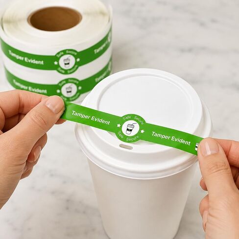 Safe Secure Tamper Evident Seals Stickers for Drink Lids 1"x 9"Tamper Proof Stickers-500Pcs Food Delivery Stickers Sealed for Freshness Labels Drink Food Coffee Milk Tea Ice Cream Safety Seal Stickers in Kuwait