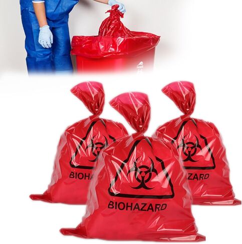 Biohazard Waste Bags - Disposable Safety Bag, Autoclavable, Puncture Resistant, 20 Gal Capacity, 1.77 mil, 45 mircon, 24"x 31" (30 PCS) in Kuwait