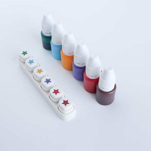 Mini Star Stamp Set – 6-in-1 Pre-Inked Stamp Kit with Multi Color Ink for Office Planner Teacher Rating Crafts, Journals, Scrapbooking – 0.2" Impression Size in Saudi Arabia