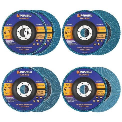 PRVEW Flap Discs 4 1/2 Inch,10-Pack 4.5" x 7/8" T29 Premium Zirconia Abrasive Grinding Wheel, 40 Grit Flap Sanding Disc for Metal, Stainless Steel in Kuwait