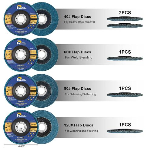 PRVEW Flap Discs 4 1/2 Inch,10-Pack 4.5" x 7/8" T29 Premium Zirconia Abrasive Grinding Wheel, 40 Grit Flap Sanding Disc for Metal, Stainless Steel in Kuwait