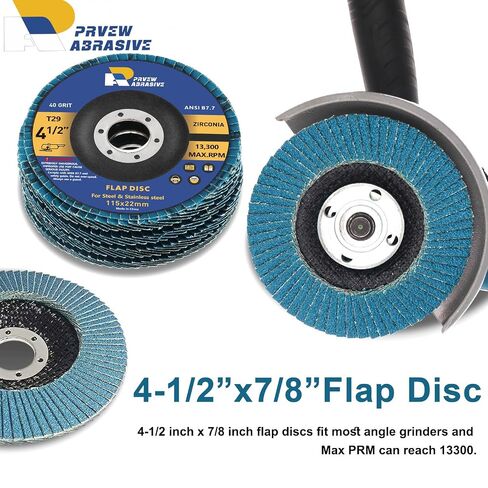 PRVEW Flap Discs 4 1/2 Inch,10-Pack 4.5" x 7/8" T29 Premium Zirconia Abrasive Grinding Wheel, 40 Grit Flap Sanding Disc for Metal, Stainless Steel in Kuwait