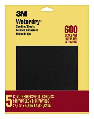 3M Wet or dry Sandpaper, 9 in. x 11 inch, 600 Grit, Ultra Fine, 5 Sheets/Pack in Kuwait