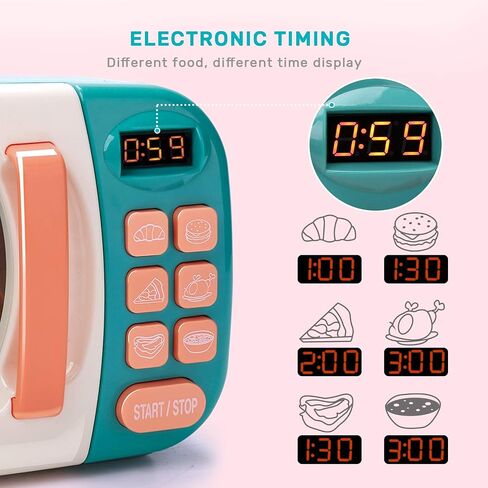 CUTE STONE Microwave Toys Kitchen Play Set, Kids Pretend Play Electronic Oven with Play Food, Kids Cookware Pot and Pan Toy Set, Cooking Utensils,Great Learning Kitchen Toys for Girls Boys in Kuwait