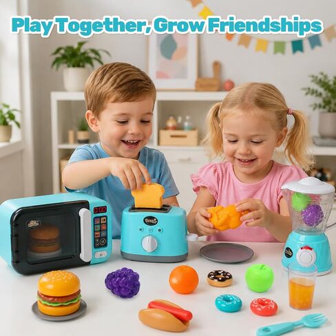CUTE STONE Play Kitchen Appliance Set, Toy Microwave, Blender & Toaster in Kuwait