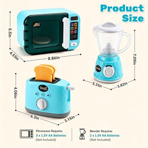 CUTE STONE Play Kitchen Appliance Set, Toy Microwave, Blender & Toaster in Kuwait