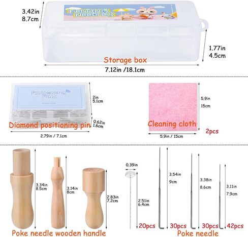 Mayboos Needle Felting Kit, Wool Roving 20 Colors Set, 132 Pcs Needles Wool Felting Needles Supplies Wool Felting Kit Felt Molds with Portable Storage Box in Saudi Arabia