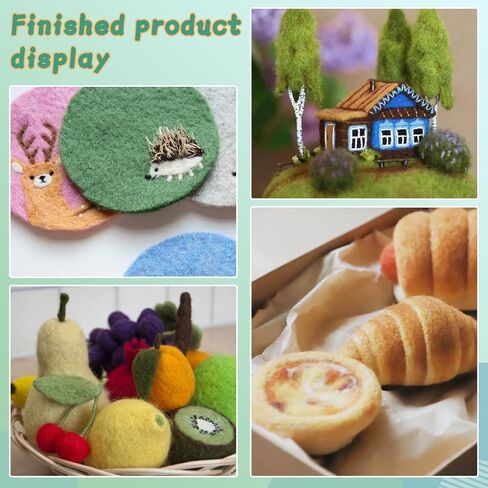 Mayboos Needle Felting Kit, Wool Roving 20 Colors Set, 132 Pcs Needles Wool Felting Needles Supplies Wool Felting Kit Felt Molds with Portable Storage Box in Saudi Arabia