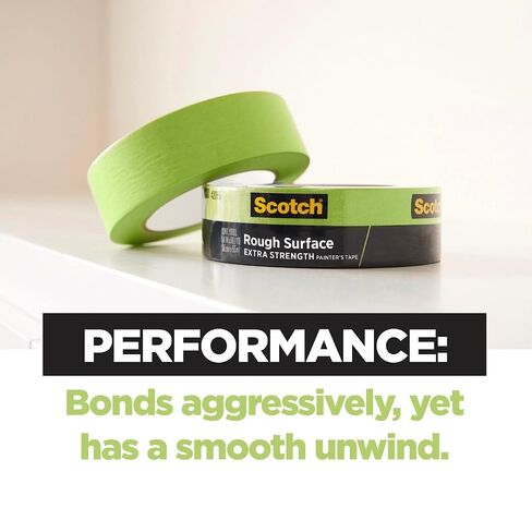 Scotch Rough Surface Extra Strength Painters Tape, 1.5 Inch Wide (1.41 In. X 60 Yds) 1 Roll, Green Tape Protects Surfaces and Removes Easily, Painting Tapes for Indoor and Outdoor Use (2060-36AP) in Kuwait