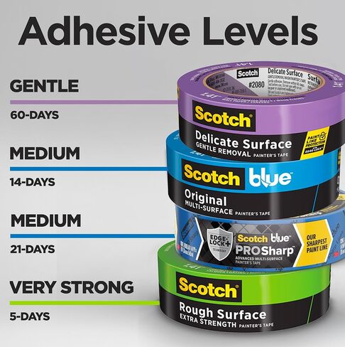 Scotch Rough Surface Extra Strength Painters Tape, 1.5 Inch Wide (1.41 In. X 60 Yds) 1 Roll, Green Tape Protects Surfaces and Removes Easily, Painting Tapes for Indoor and Outdoor Use (2060-36AP) in Kuwait