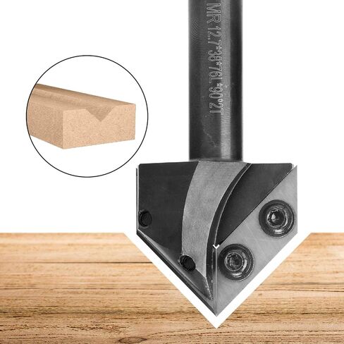 Genmitsu 1/2" Shank Router Bit, 90 Degree V Groove Carbide Inserts, CNC Milling Machine Router Bits for Woodworking 2D/3D Signmaking, Lettering, Carving, VG02 in Kuwait