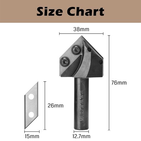 Genmitsu 1/2" Shank Router Bit, 90 Degree V Groove Carbide Inserts, CNC Milling Machine Router Bits for Woodworking 2D/3D Signmaking, Lettering, Carving, VG02 in Kuwait