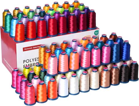 Poolin Embroidery Machine Thread Richword Selected 60 Colors 40WT (108D/2) Polyester Thread Kit Each Cone 4000M (4374Y) in Saudi Arabia