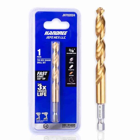 5/16" Hex Shank Titanium HSS Twist Drill Bits, 135 Degree Easy Cut Split Point Drill Bit for Steel, Copper, Aluminum, Zinc Alloy, Wood and Plastics, Packed in a Tube. (Pack of 6) in Saudi Arabia
