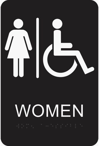 HY-KO Products DB-8 Handicapped ACCESABLE Braille Sign, 6" x 9", White/Black in Kuwait