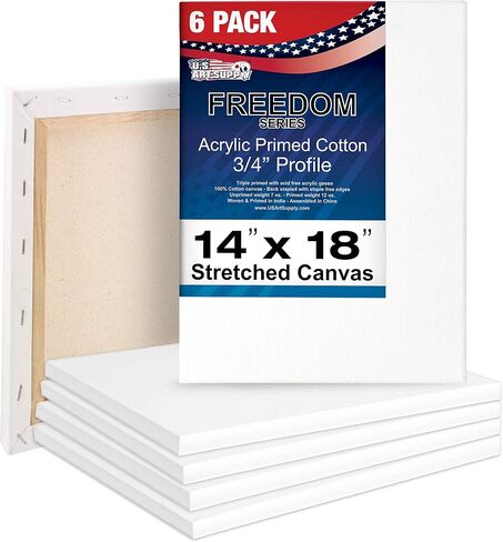 U.S. Art Supply 18"x24" Stretched Canvas for Painting, 3/4" Profile, 3-Pack in Kuwait