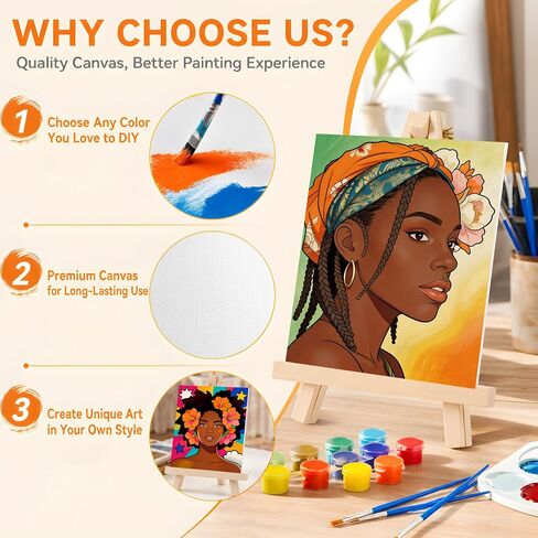 81 Pcs 8-Guest Pre Drawn Canvas Painting Kit, Black Women in Kuwait