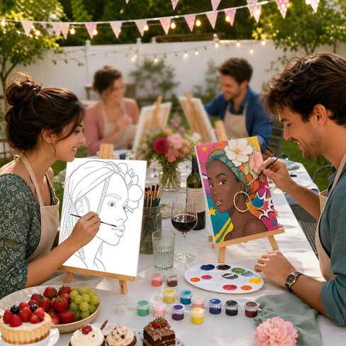 81 Pcs 8-Guest Pre Drawn Canvas Painting Kit, Black Women in Kuwait