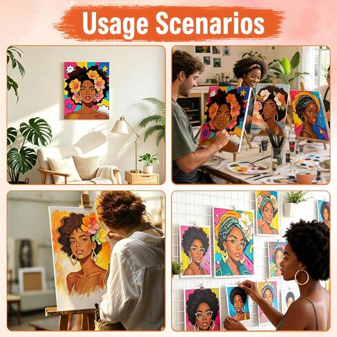 81 Pcs 8-Guest Pre Drawn Canvas Painting Kit, Black Women in Kuwait