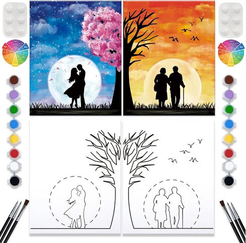 2 Pack Paint Party Kit Adults Pre Drawn Canvas Couples Date Night in Saudi Arabia