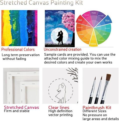 2 Pack Paint Party Kit Adults Pre Drawn Canvas Couples Date Night in Saudi Arabia
