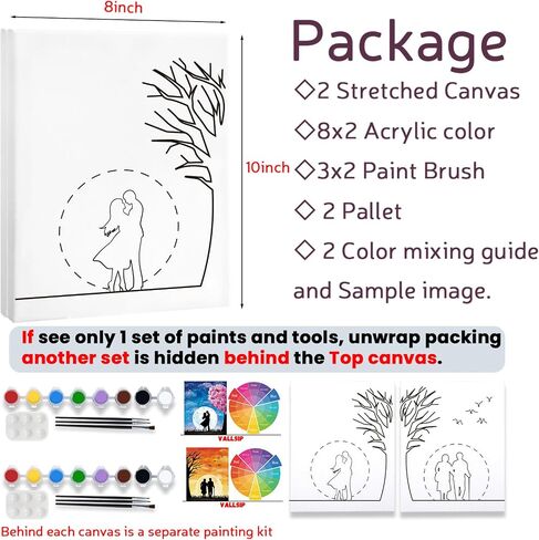 2 Pack Paint Party Kit Adults Pre Drawn Canvas Couples Date Night in Saudi Arabia