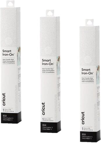 Cricut Smart Iron On (13in x 3ft, Glitter White) for Explore 3 and Maker 3 - Matless Cutting for Long cuts up to 12ft in Kuwait