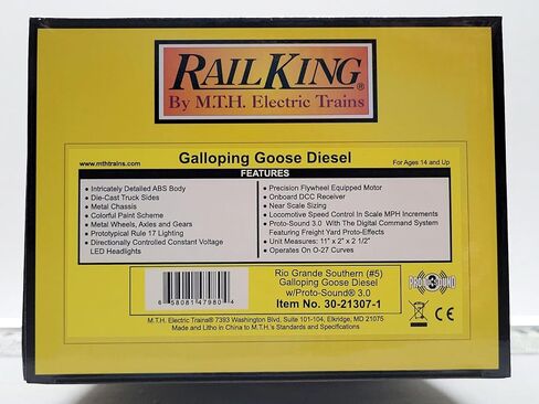 MTH RAILKING Rio Grande Galloping Goose Diesel Engine O Gauge 30-21307-1 NEW in Saudi Arabia
