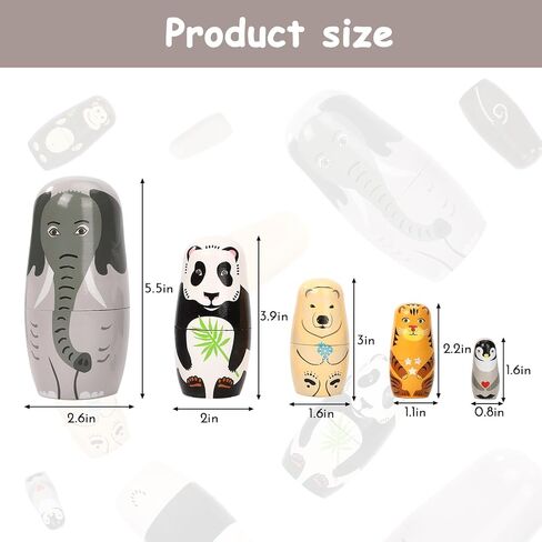 5 Pcs Russian Nesting Dolls Matryoshka Doll Handmade(Elephant) in Kuwait