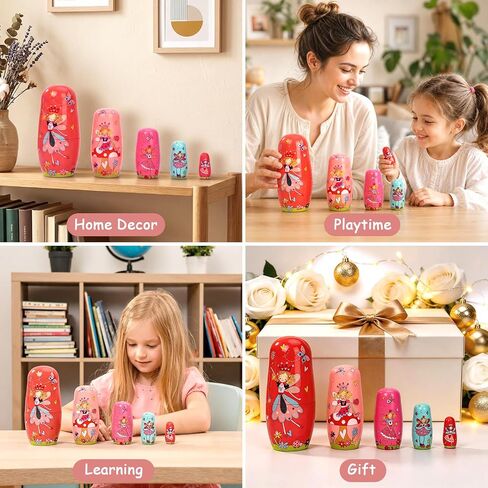 5 Pcs Russian Nesting Dolls Matryoshka Doll Handmade (Fairy) in Kuwait