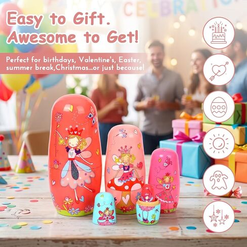 5 Pcs Russian Nesting Dolls Matryoshka Doll Handmade (Fairy) in Kuwait