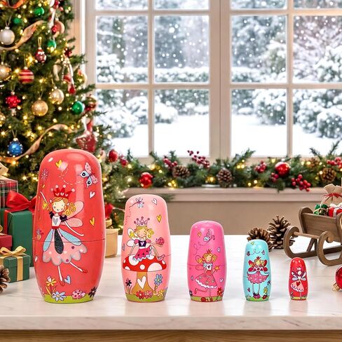 5 Pcs Russian Nesting Dolls Matryoshka Doll Handmade (Fairy) in Kuwait