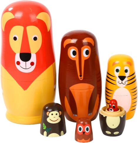 6 Pcs Russian Nesting Dolls Matryoshka Doll Handmade (Lion) in Kuwait