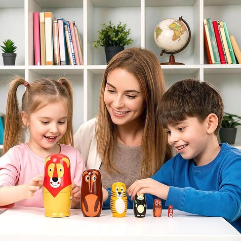 6 Pcs Russian Nesting Dolls Matryoshka Doll Handmade (Lion) in Kuwait