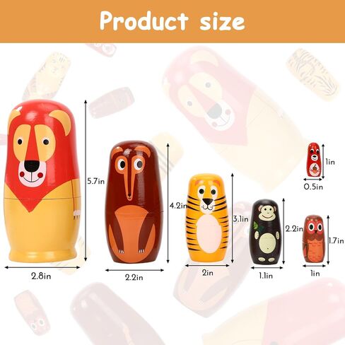 6 Pcs Russian Nesting Dolls Matryoshka Doll Handmade (Lion) in Kuwait
