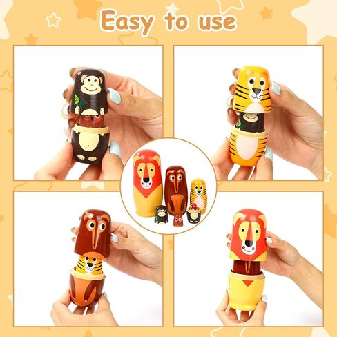 6 Pcs Russian Nesting Dolls Matryoshka Doll Handmade (Lion) in Kuwait