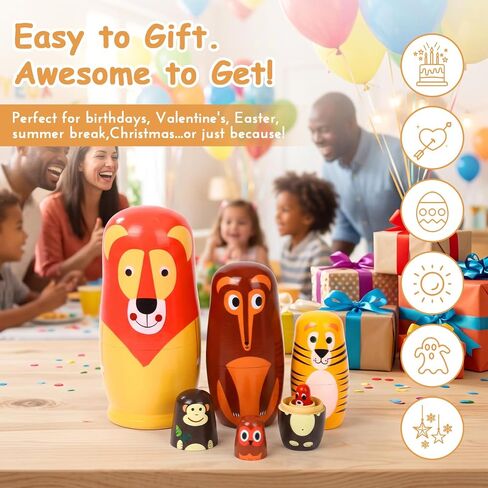 6 Pcs Russian Nesting Dolls Matryoshka Doll Handmade (Lion) in Kuwait