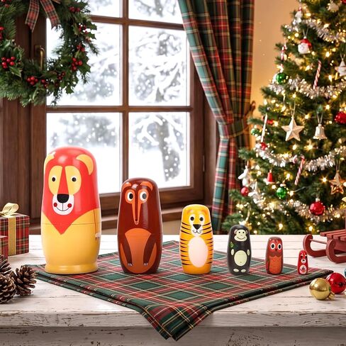 6 Pcs Russian Nesting Dolls Matryoshka Doll Handmade (Lion) in Kuwait