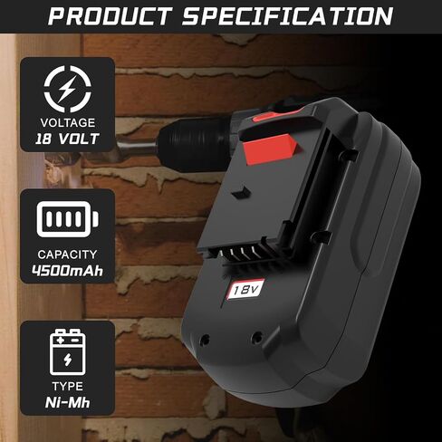 4.5Ah PC18B Replacement Battery for Porter Cable 18V Battery Ni-Mh, Compatible with Porter Cable 18-Volt PC18B-2 PCC489N PCMVC PCXMVC Cordless Tools Batteries 2 Packs in Saudi Arabia