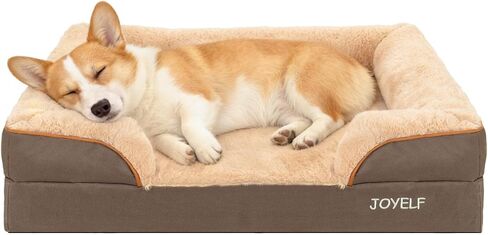 JOYELF Orthopedic Dog Bed for Medium Dogs, Foam Sofa Couch Bed, Bolster Pet Bed with Removable Washable Cover and Nonskid Bottom for Small to Medium Dogs - Coffee in Saudi Arabia